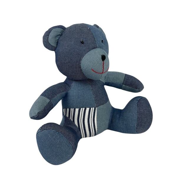 Levi's x Target Limited Edition Patchwork Plush Teddy Bear Denim Blue & White - Picture 9 of 10